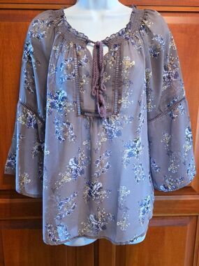 Daniel Rainn Semi-Sheer Blouse  Size Small